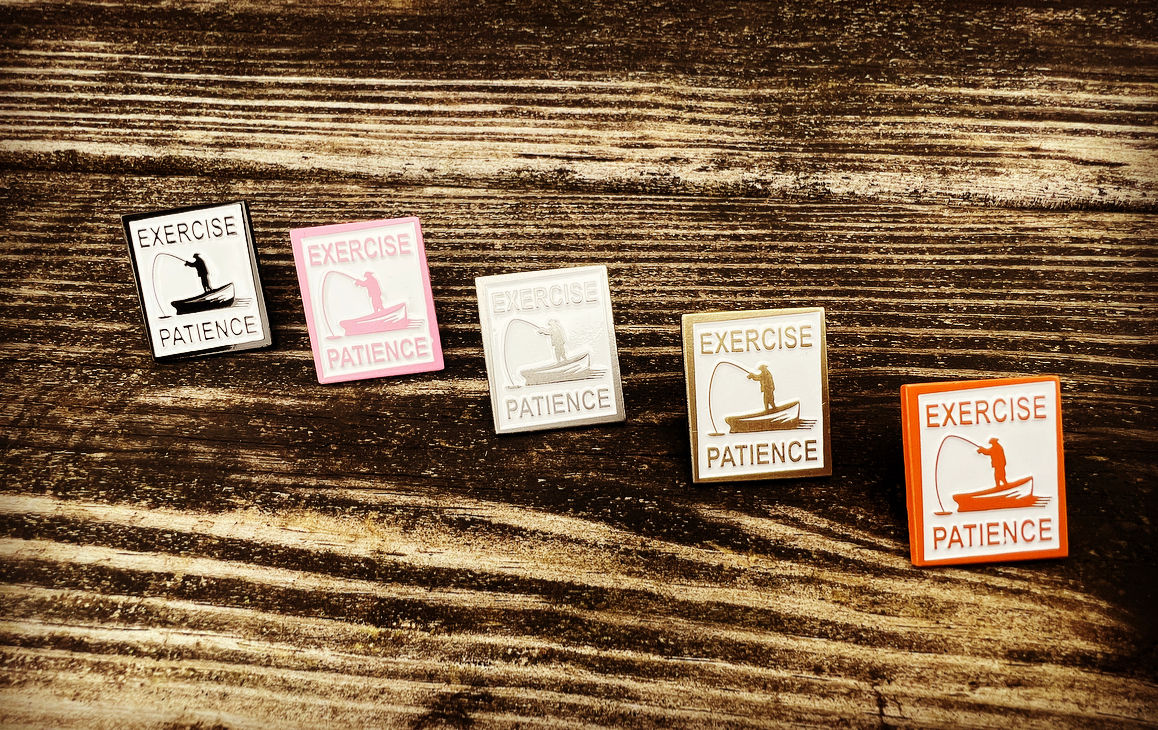 25 Count "Exercise Patience" in Fishing Design Lapel Pins