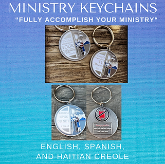 Ministry Keychains for Jehovahs Witnesses English Spanish haitian creole