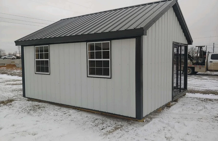 Back of a American 12 x 16 Four Run Dog Kennel