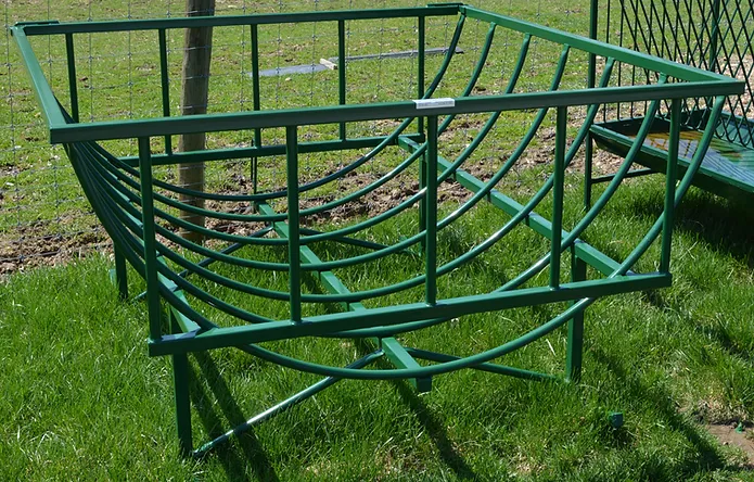 Large round hay bale cradle feeder.
