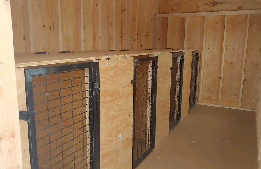 Inside of a American 12 x 16 Four Run Dog Kennel