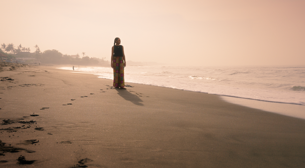 beach, woman standing, retreat, video trailer, videography bali