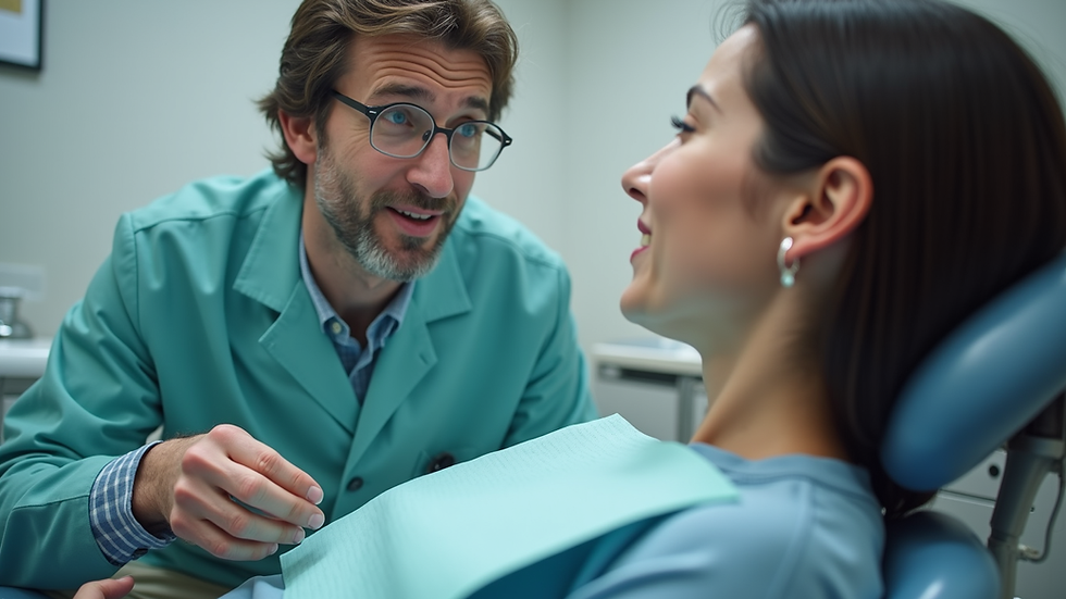 Eye-level view of a dental professional explaining treatment options to a patient