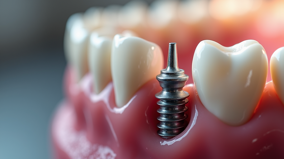 Close-up view of dental implant inserted into jawbone