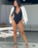 Thumbnail: Deep Vee Neck One piece Swimsuit Classic Black