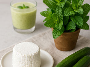 Velouté de courgettes au chèvre frais et à la menthe