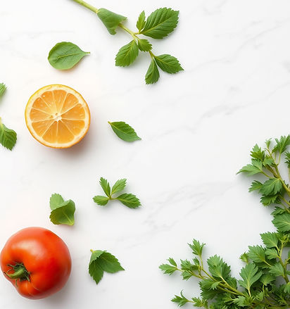 Fresh only green food on a plain white marble background_work surface.jpg