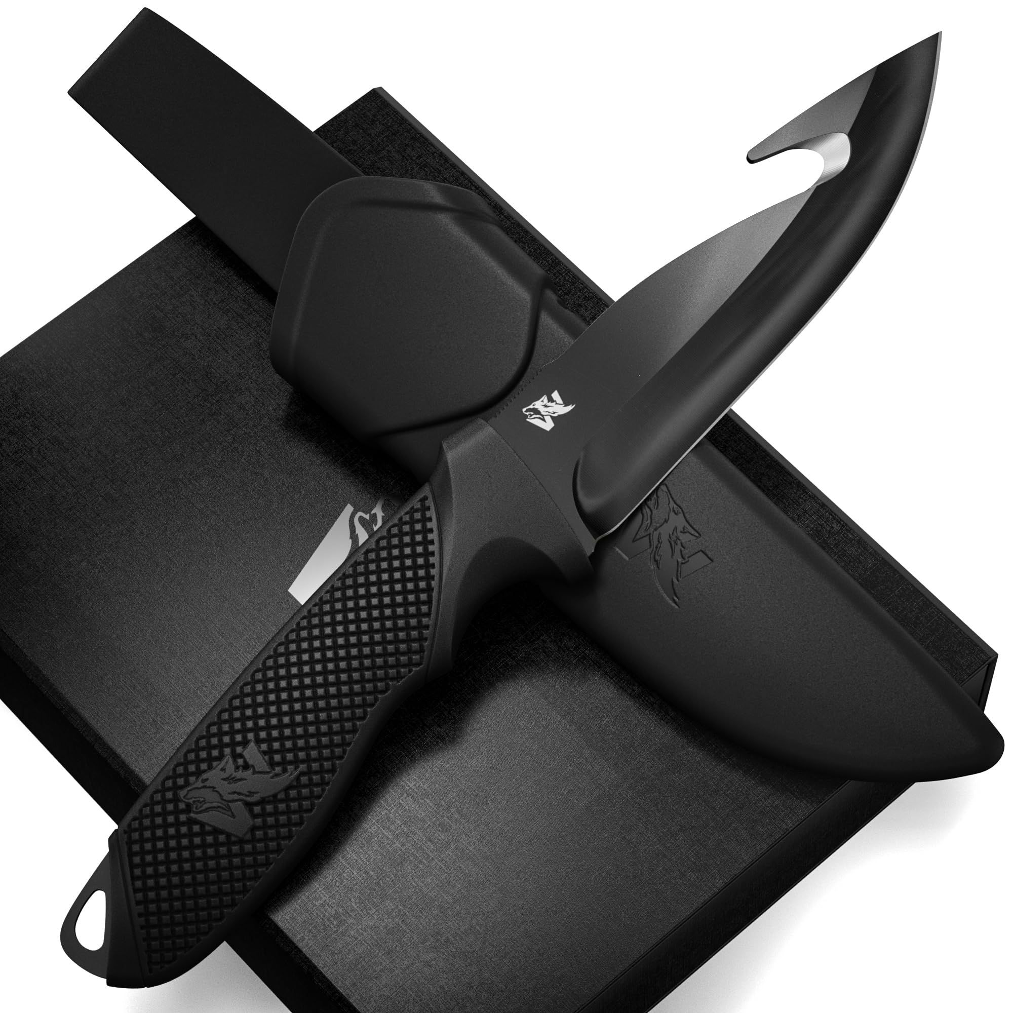 ODENWOLF HUNTER 2 - Tactical Hunting Knife with Gut Hook - Deer Skinning Knife f
