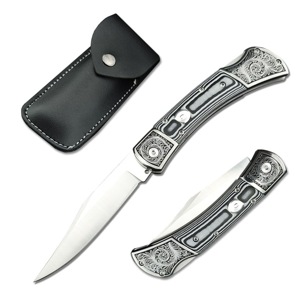 Assisted Opening EDC Pocket Knife for Men D2 Stainless Steel Blade Lock-back Tac