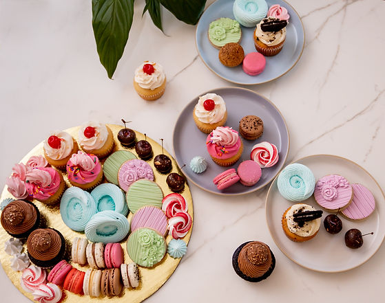 Gold Platter and Plates filled with Cook