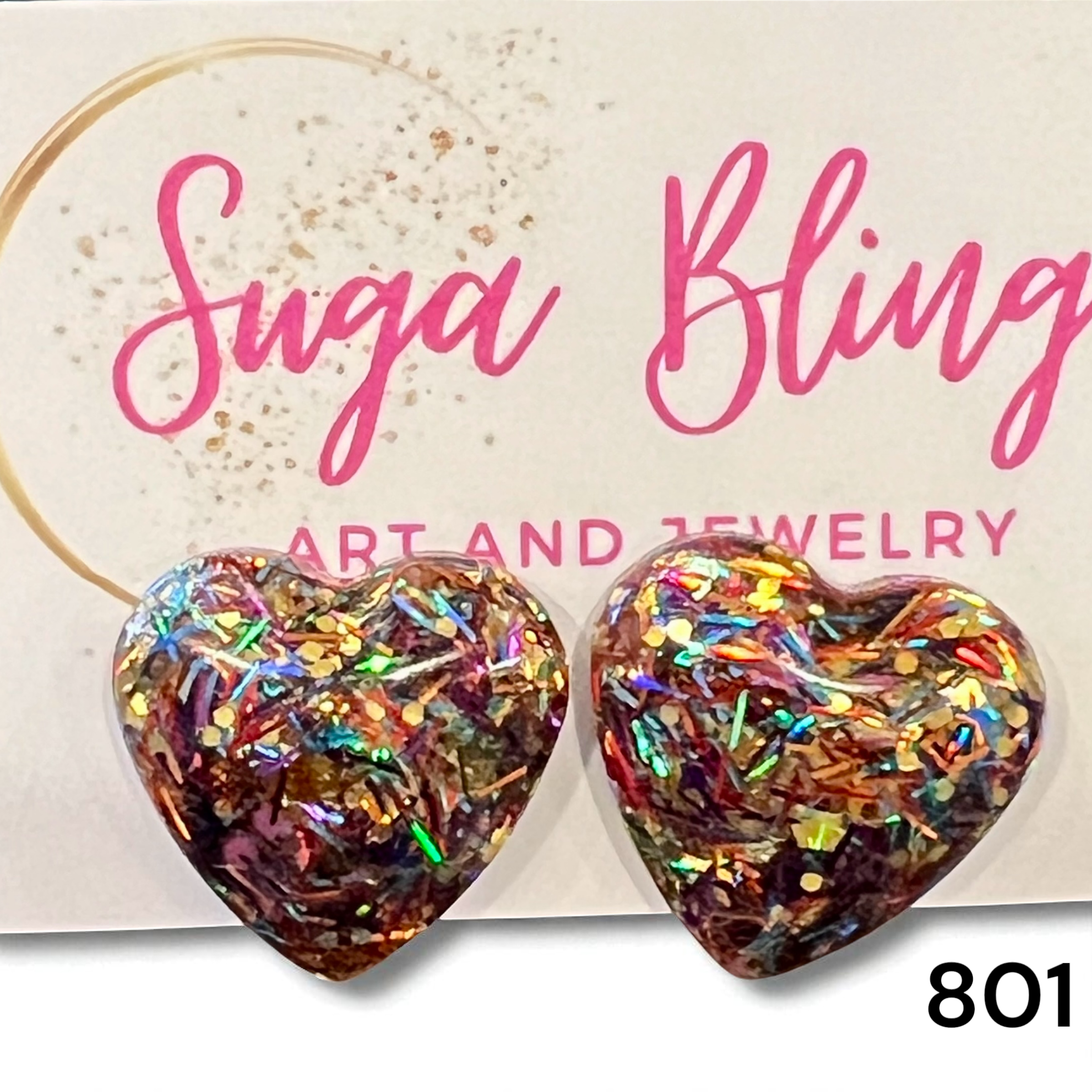 A1 801 Heart Confetti Studs