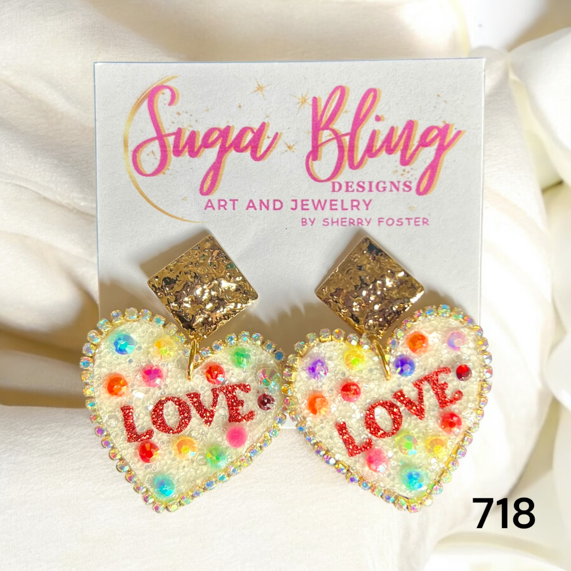 A1 718 Beautiful Colorful Rhinestone Hearts Sm