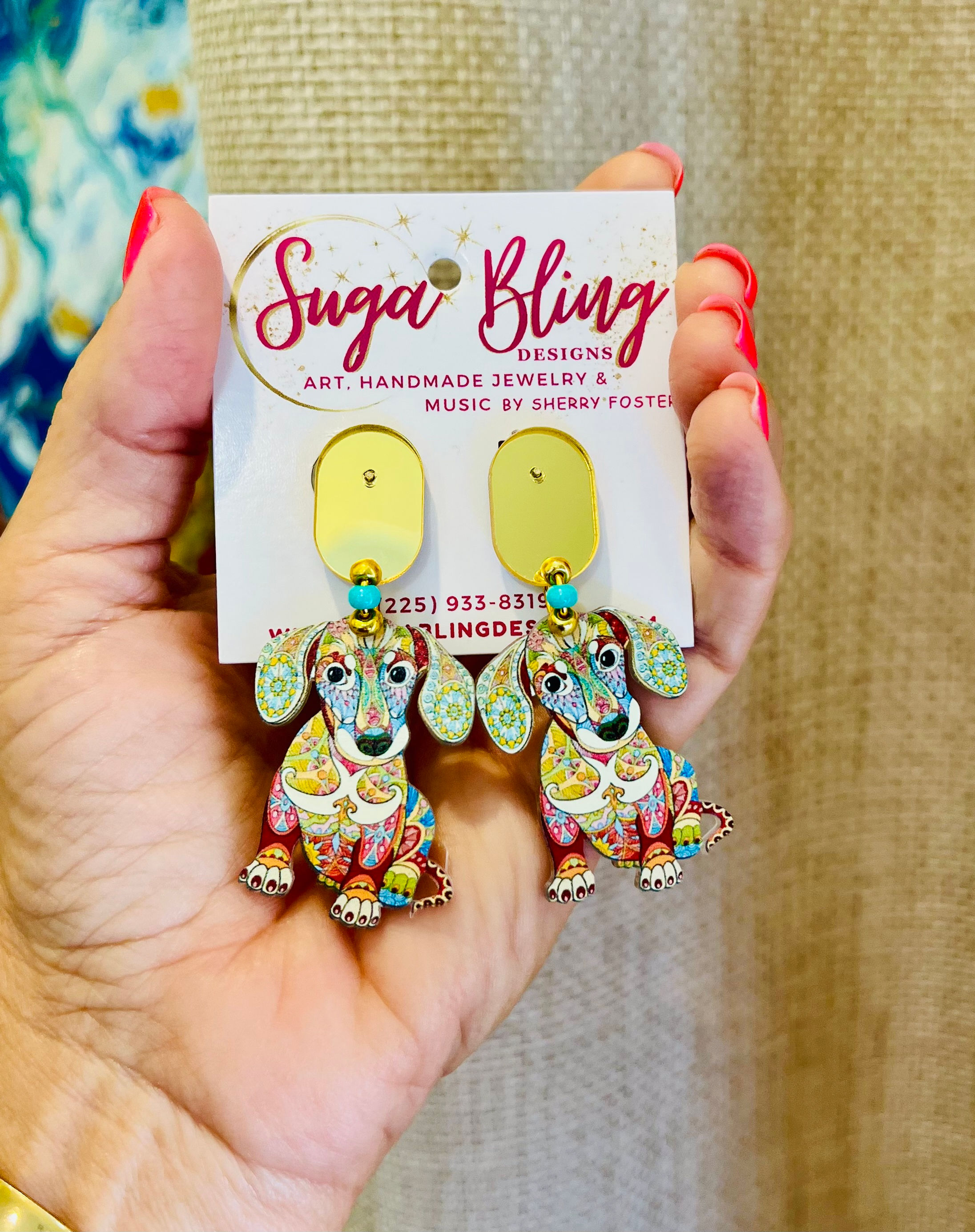 A1 1096 Dog Lovers Dachshund Earrings