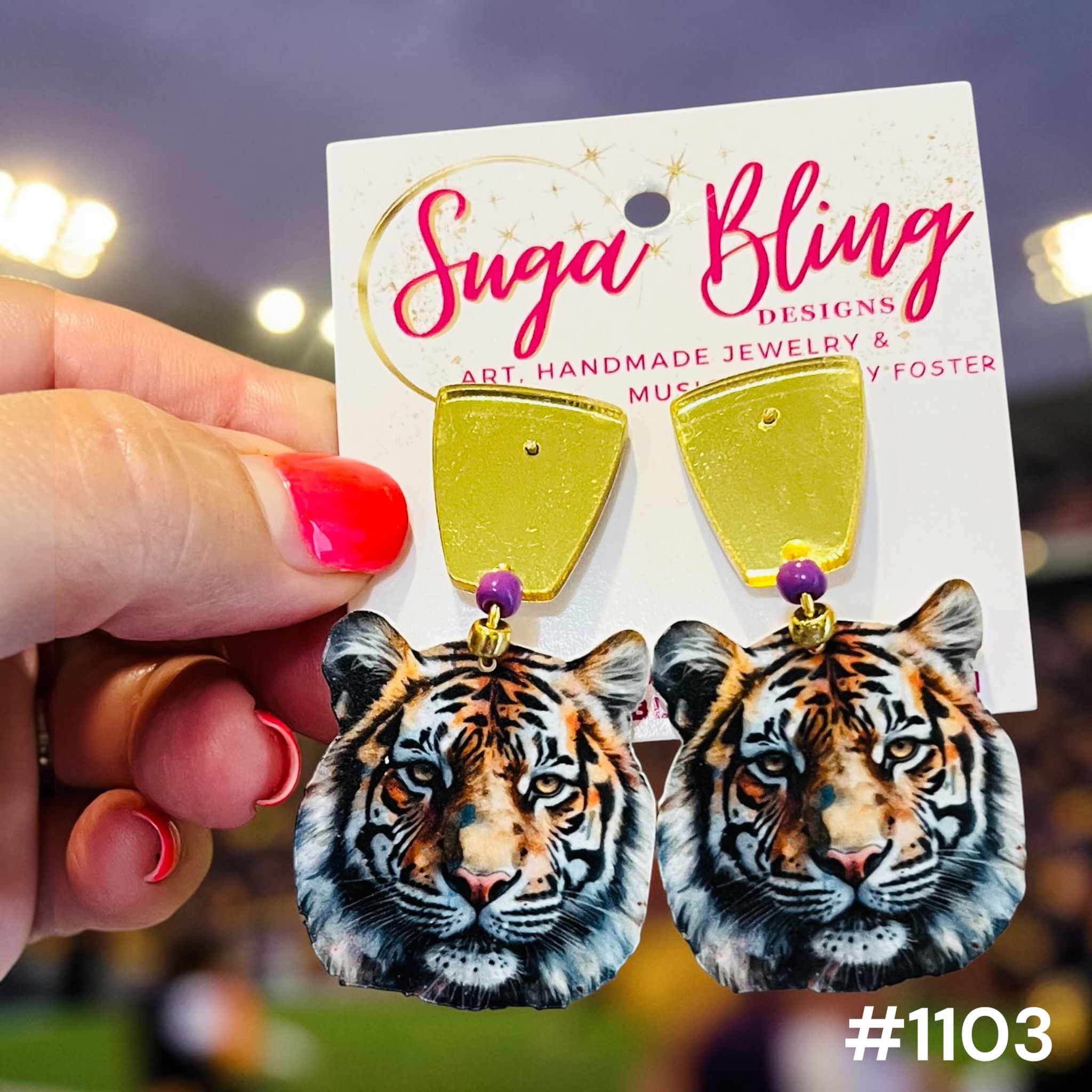 A1 1103 Tiger Game Day Earrings