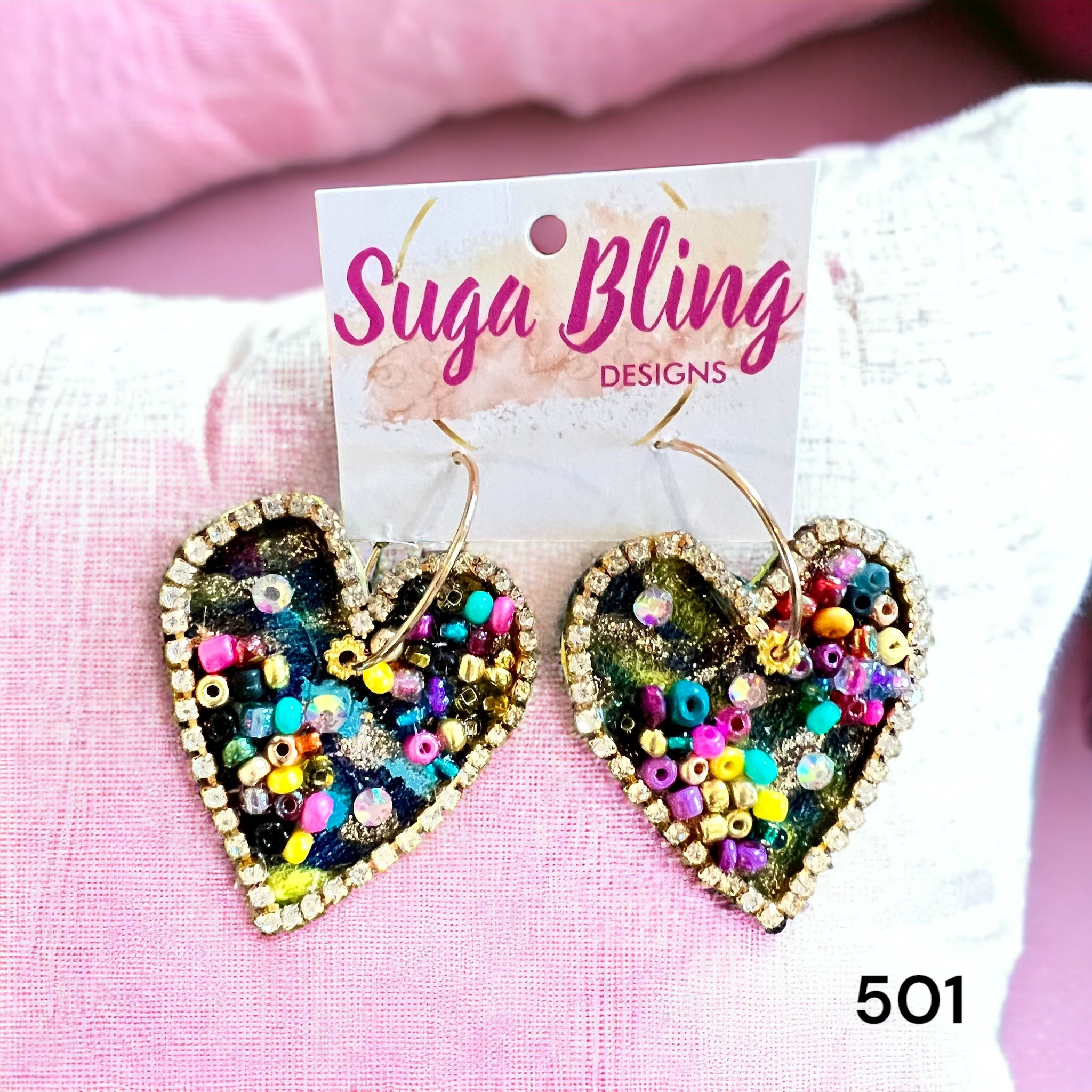 A1 501 Rhinestone Heart Colorful Fun