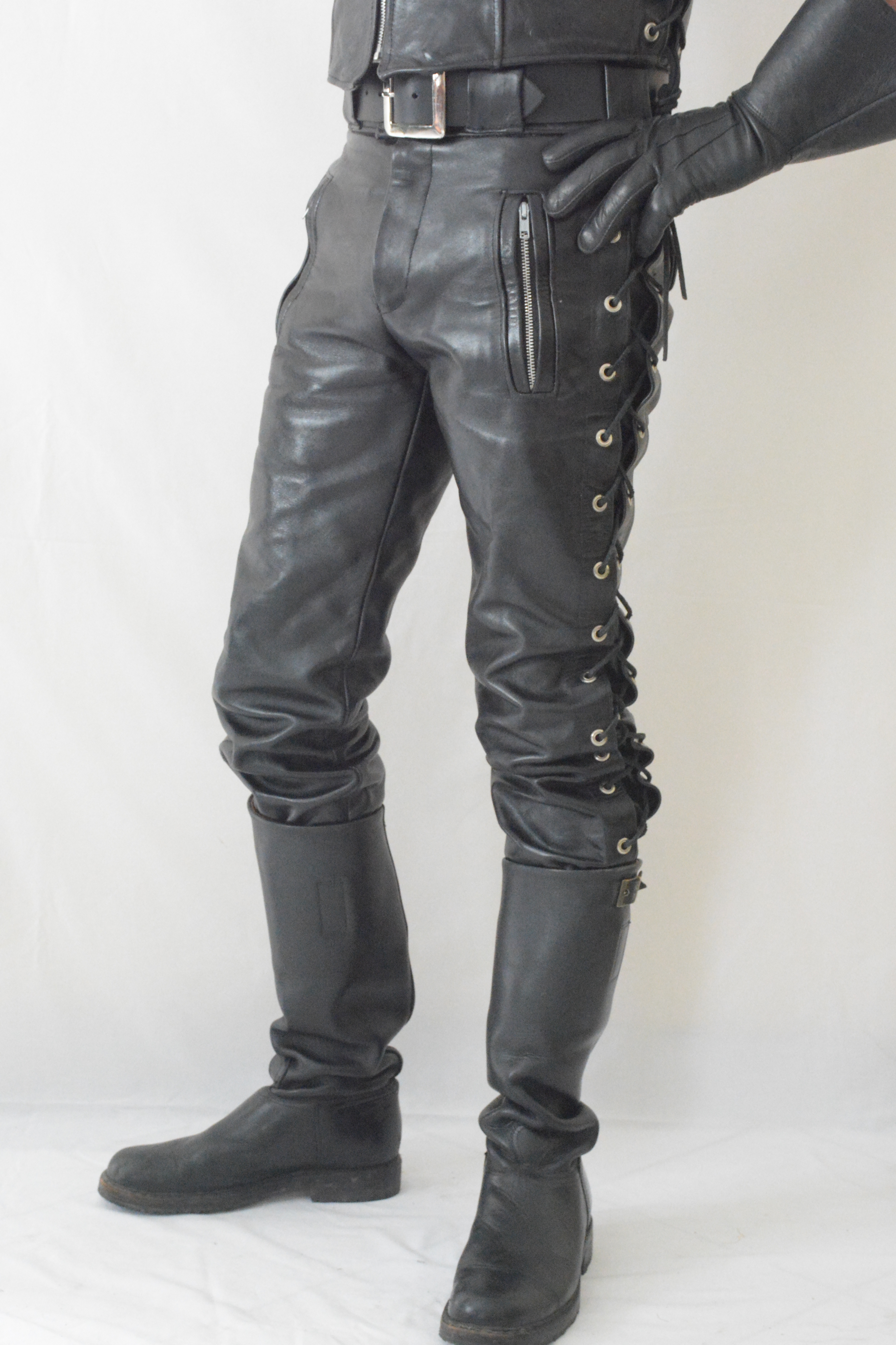 Pantalon cuir lacet Clearance