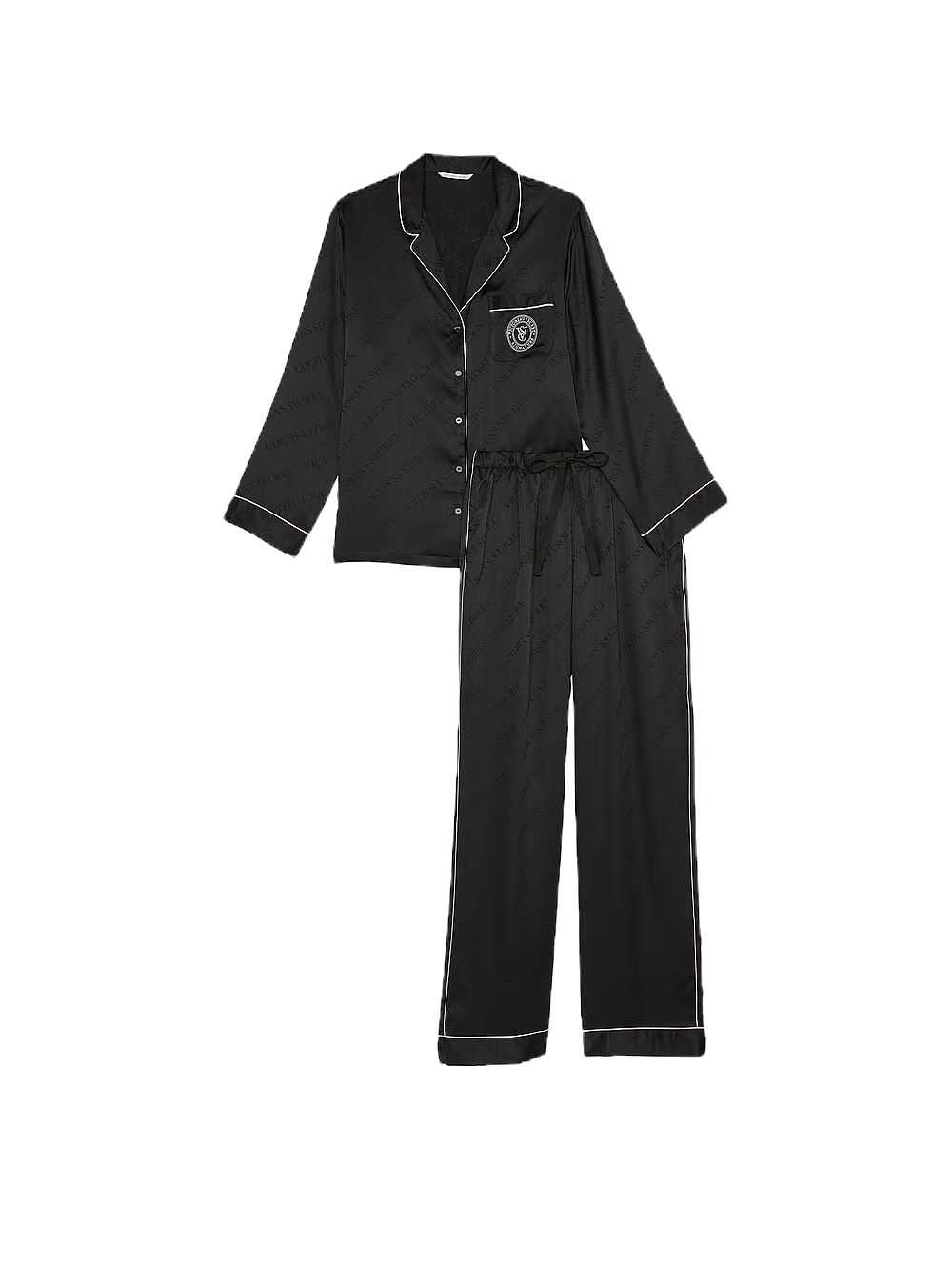 Pijama Larga de Satén Brillante