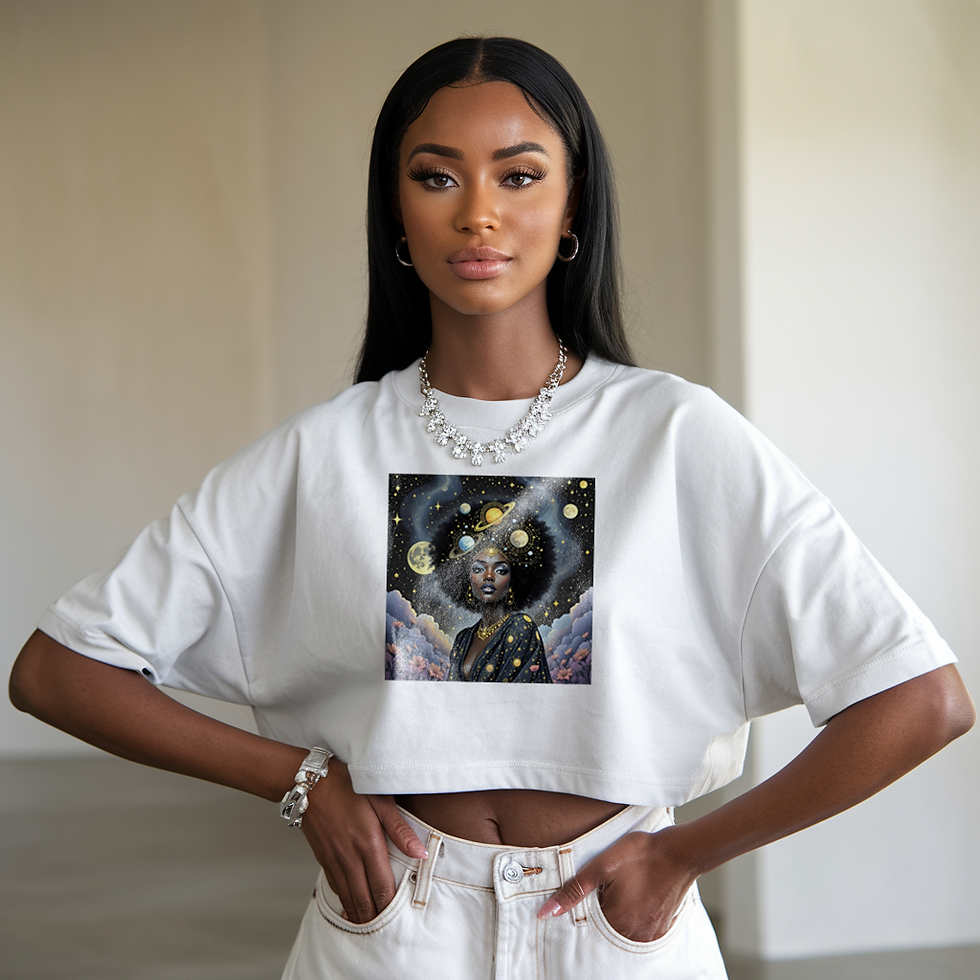 Thumbnail: Vibrant floral design with starry sky and cosmic queen imagery