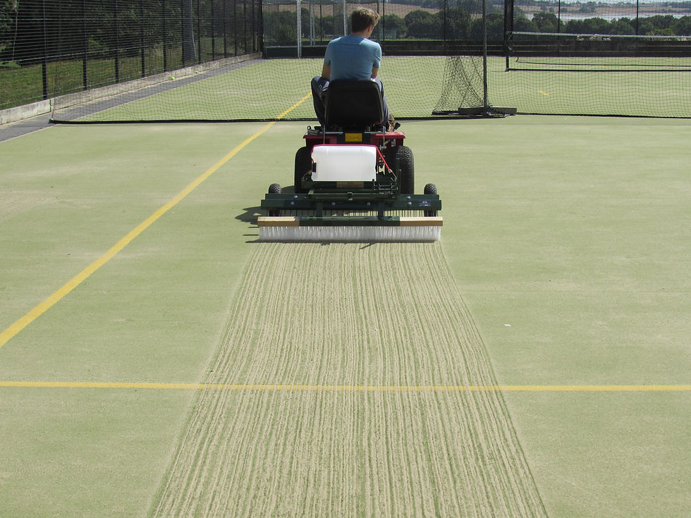 Purpose-built groomers help maintain fibre distribution without overworking the surface. The attachment being displayed is the SCH ASR2 Artificial Grooming Rake