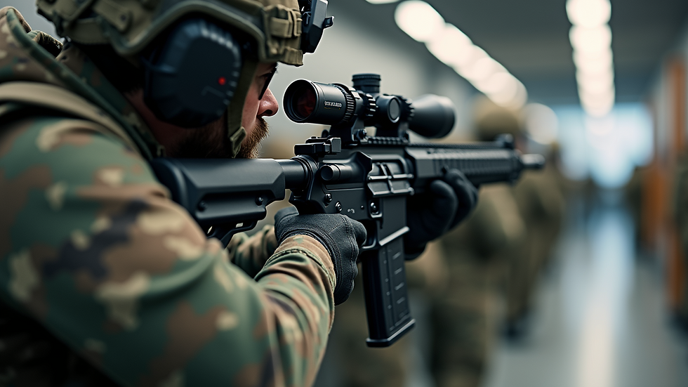 High angle view of tactical gear coated with Cerakote