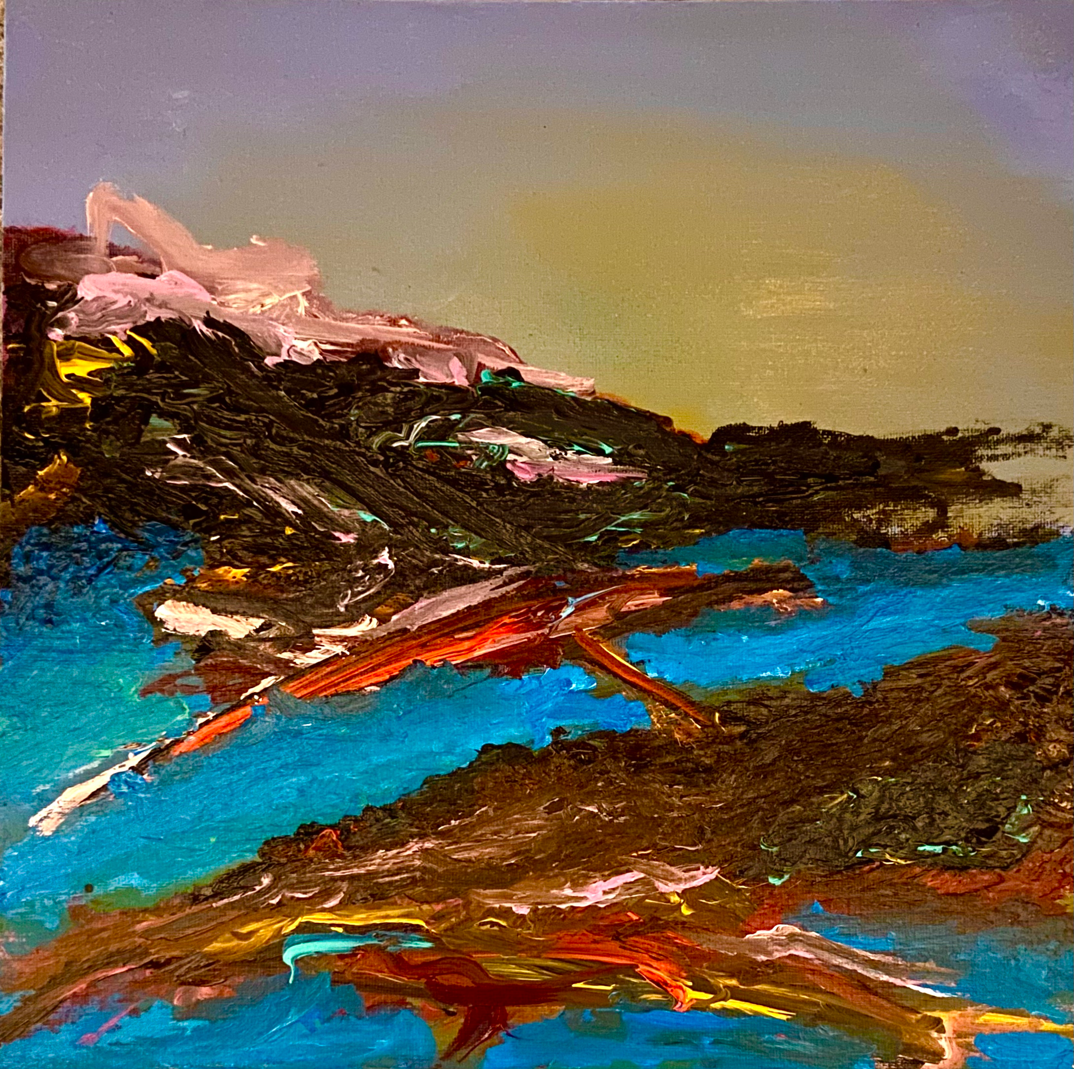 Turmoil 12” by 12” Acrylic on canvas panel