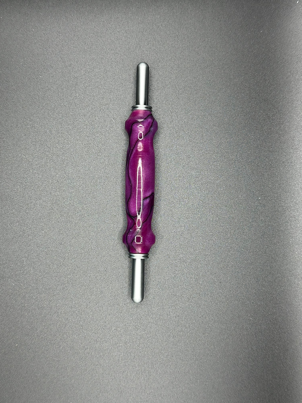 Thumbnail: Purple with Brushed Chrome Hand Made Acrylic Seam Ripper and Stiletto