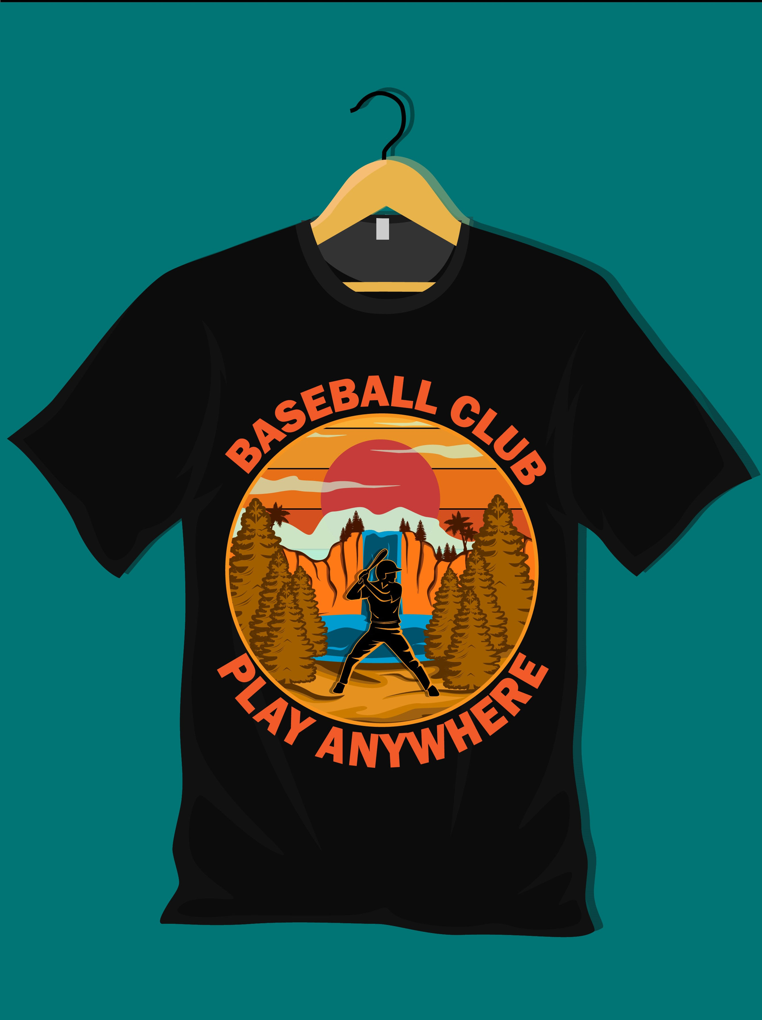 Baseball club play anywhere typography t shirt