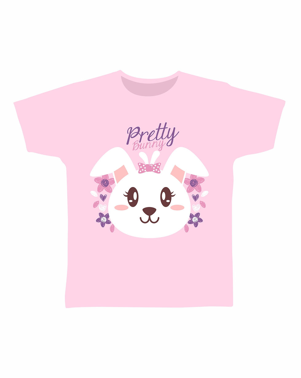 Pretty bunny cartoon, play all day, play nice kids t shirts 100% cotton.