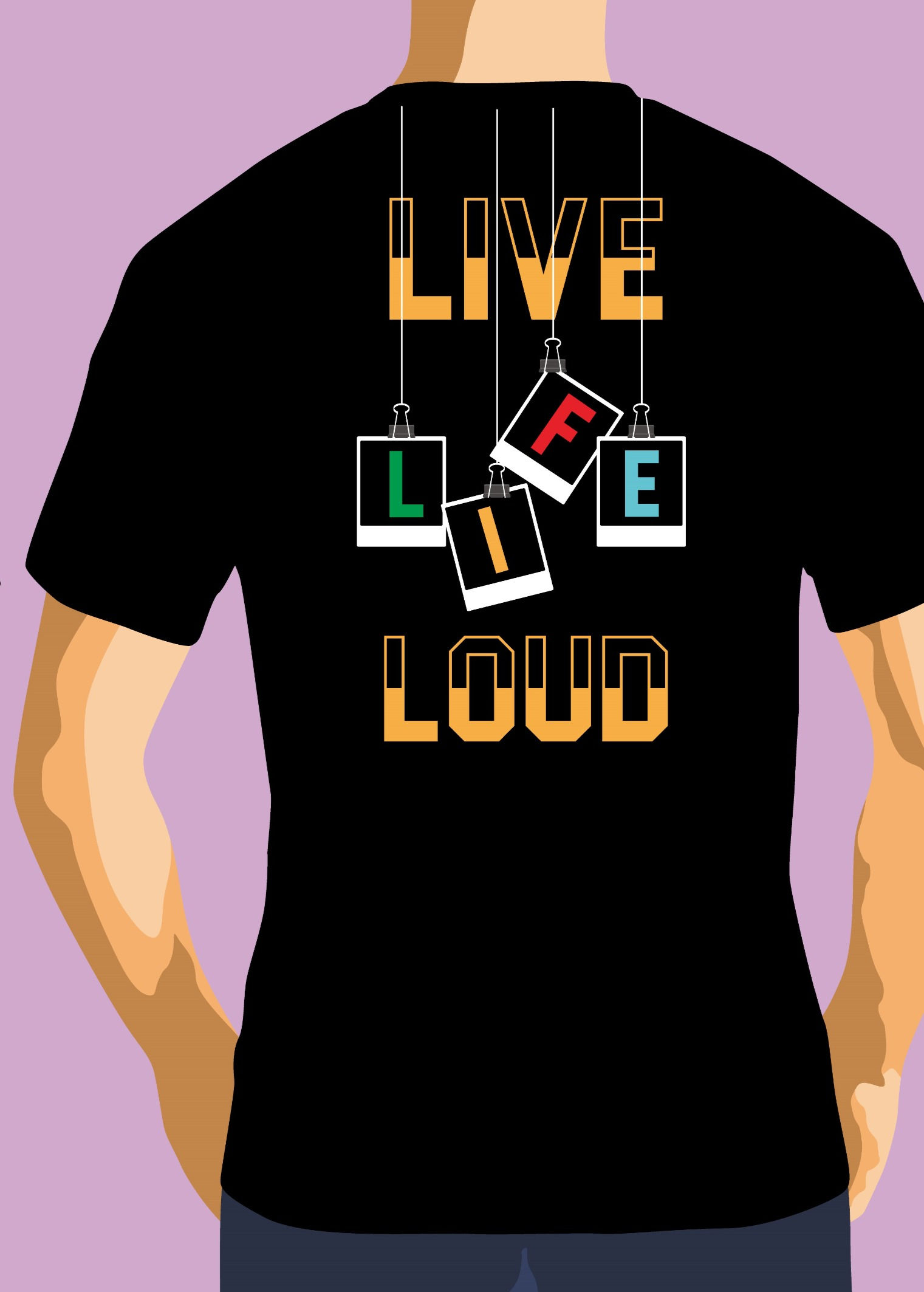 live life loud typography printed t shirts