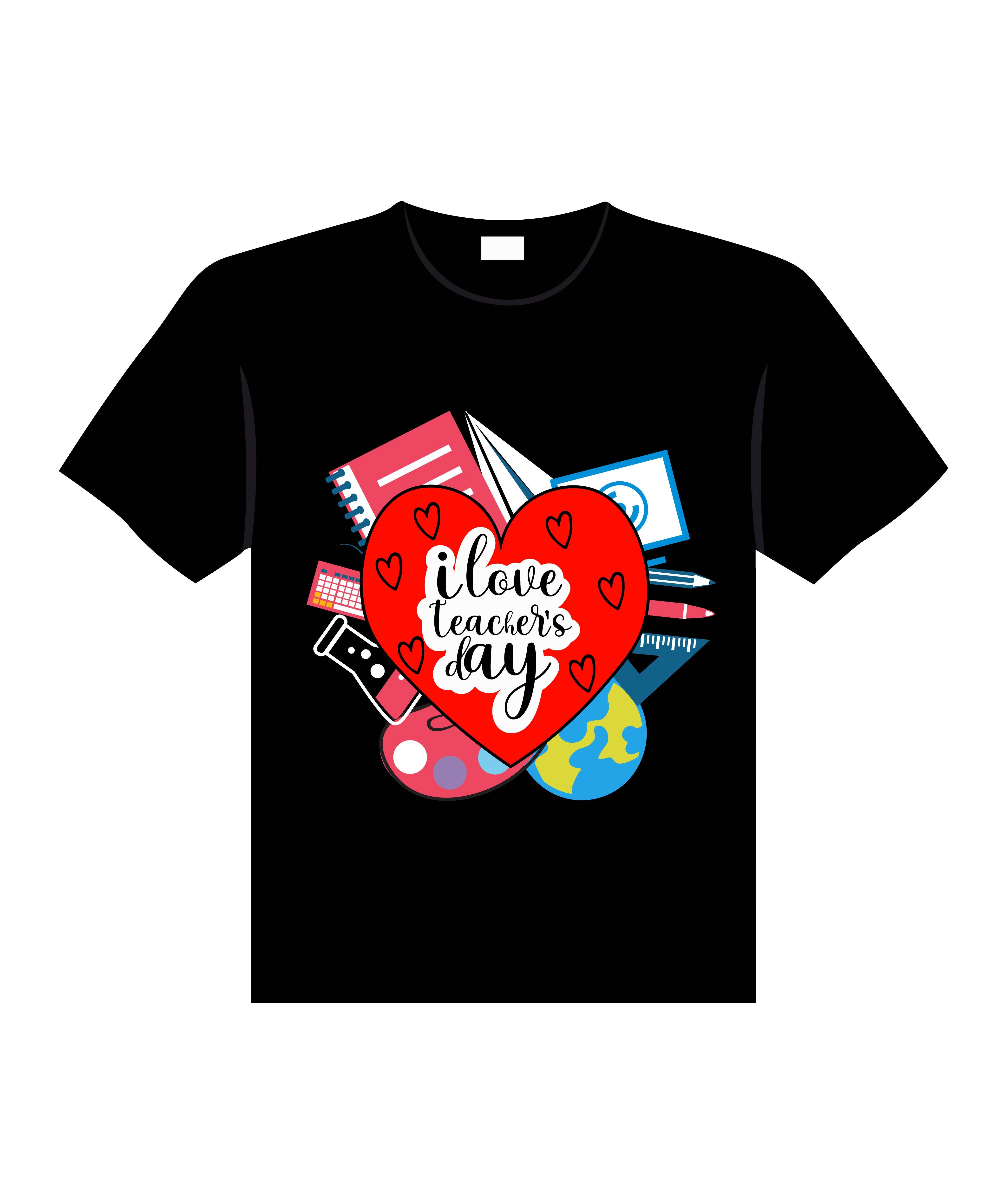 i love teachers day typography printed t shirts teachers day printing t shirts