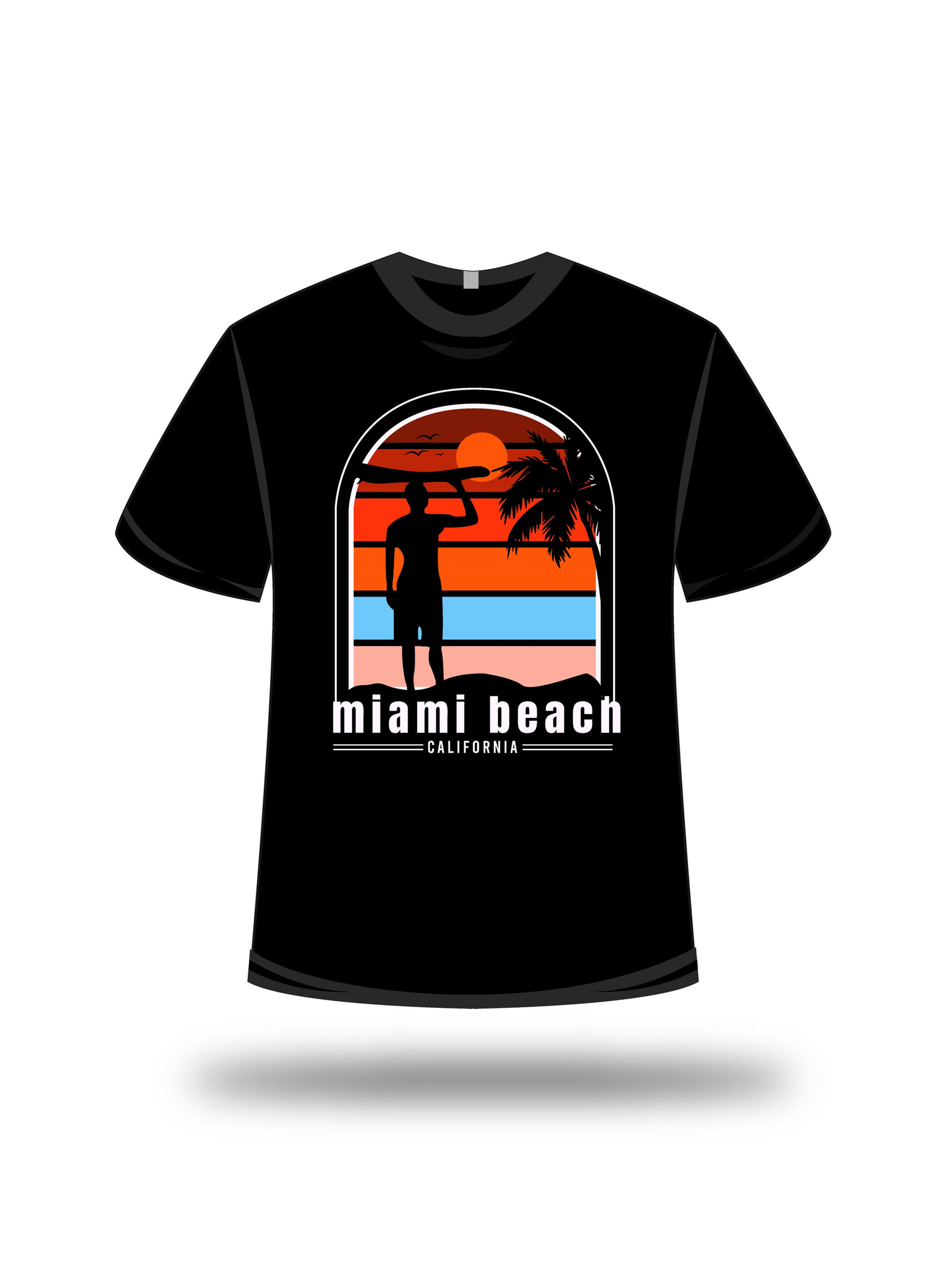 miami beach typography printed t shirts