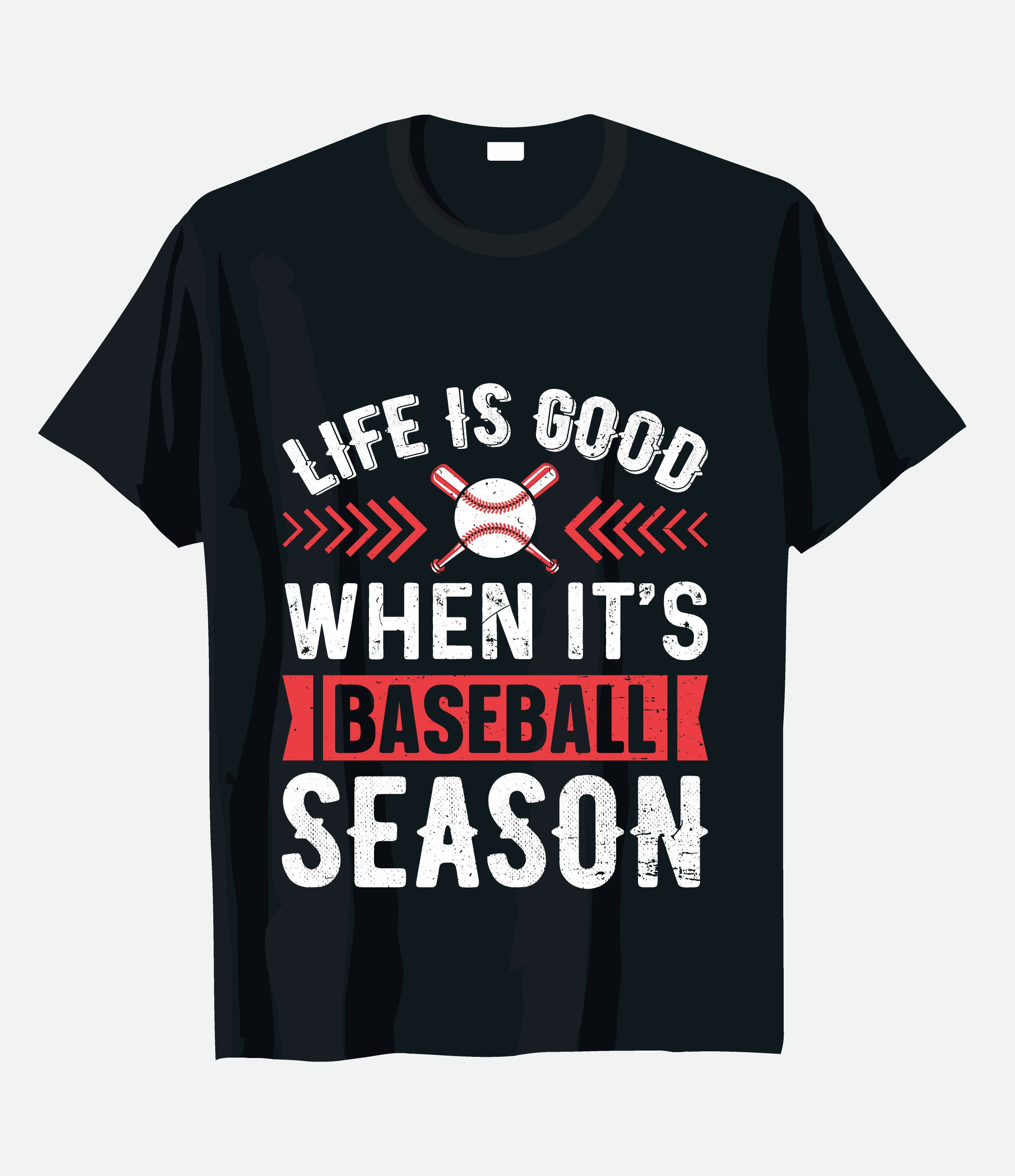 Life is good when its baseball season typography t shirt
