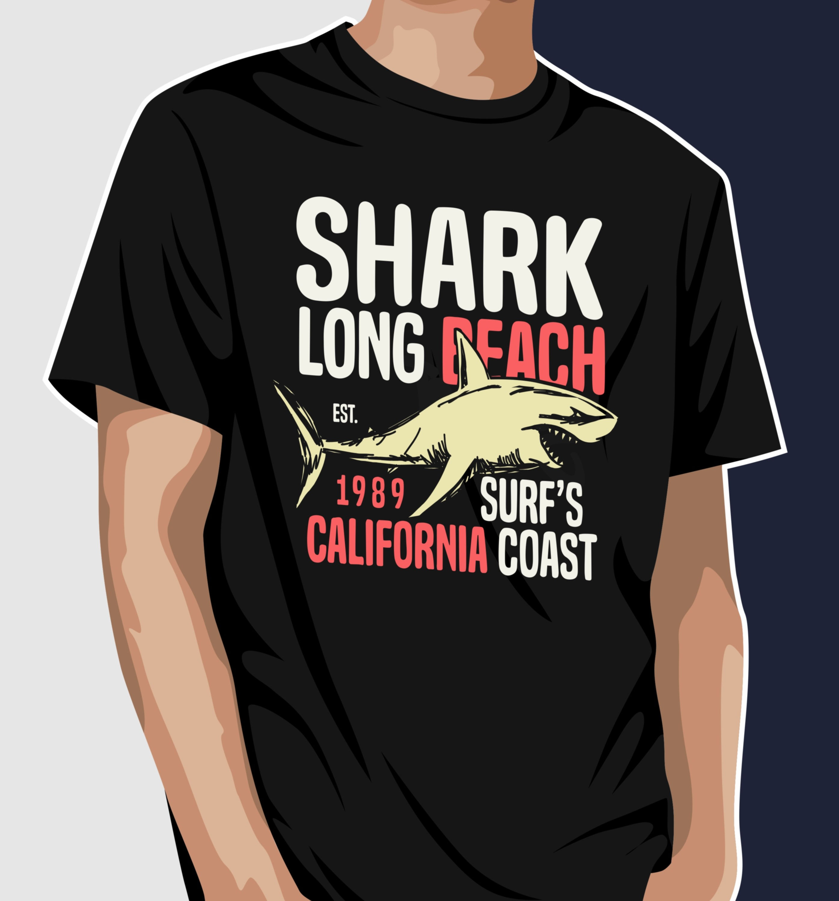 shark long beach 1989 surfs coast oversized typography printed t shirts