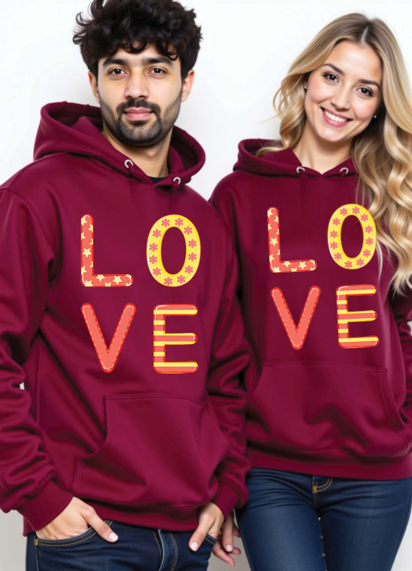 Thumbnail: Custom Initials Matching Couple Hoodies – Personalized Elegant Love Sweatshirt