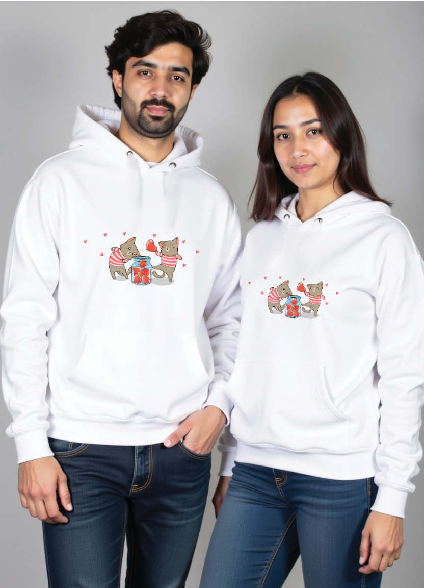 Printed Hoodie Set with “His Always & Her Forever” Quote for True Love Couples