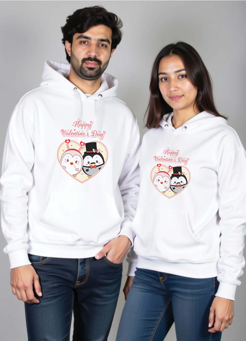 “Heart to Heart” Printed Couple Hoodie Set for Deeply Connected Romantic Pairs