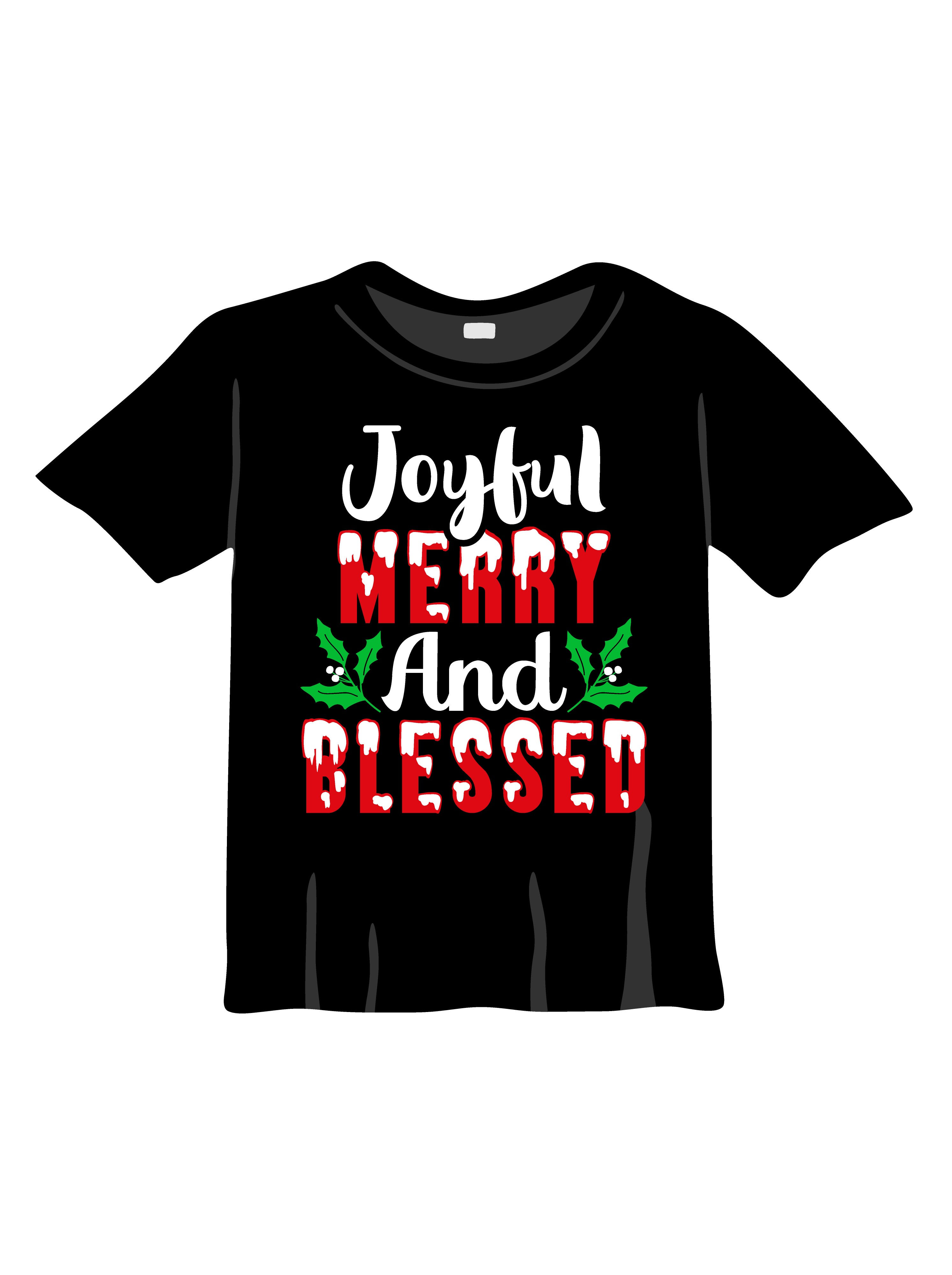 joyful merry and blessed graphic printed t shirts