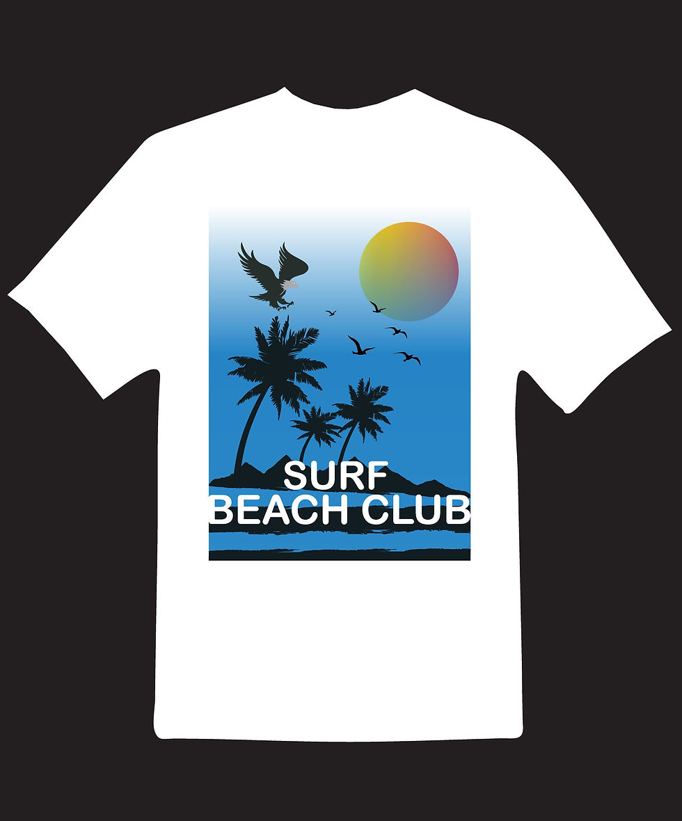 Surf beach club typography printed tshirts