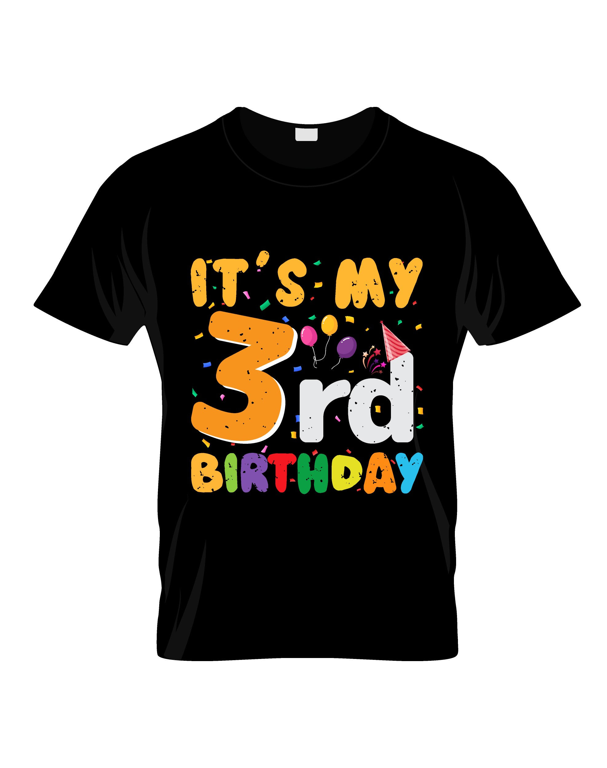 it's my 3rd birthday typography printed t shirts