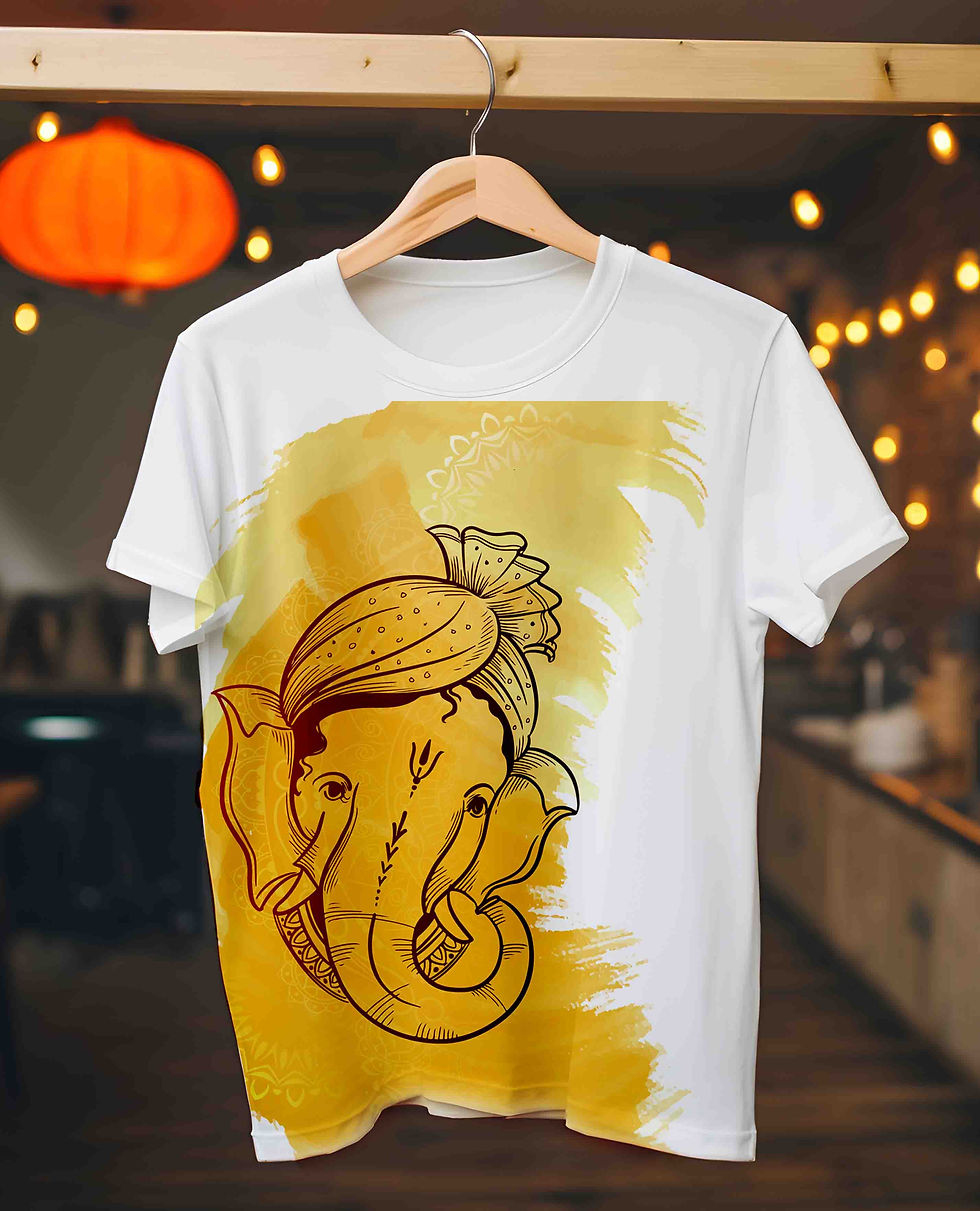 Thumbnail: Ghaziabad Full Graphic Ganesh Chaturthi T-Shirts: Gateway of UP in Festive Art