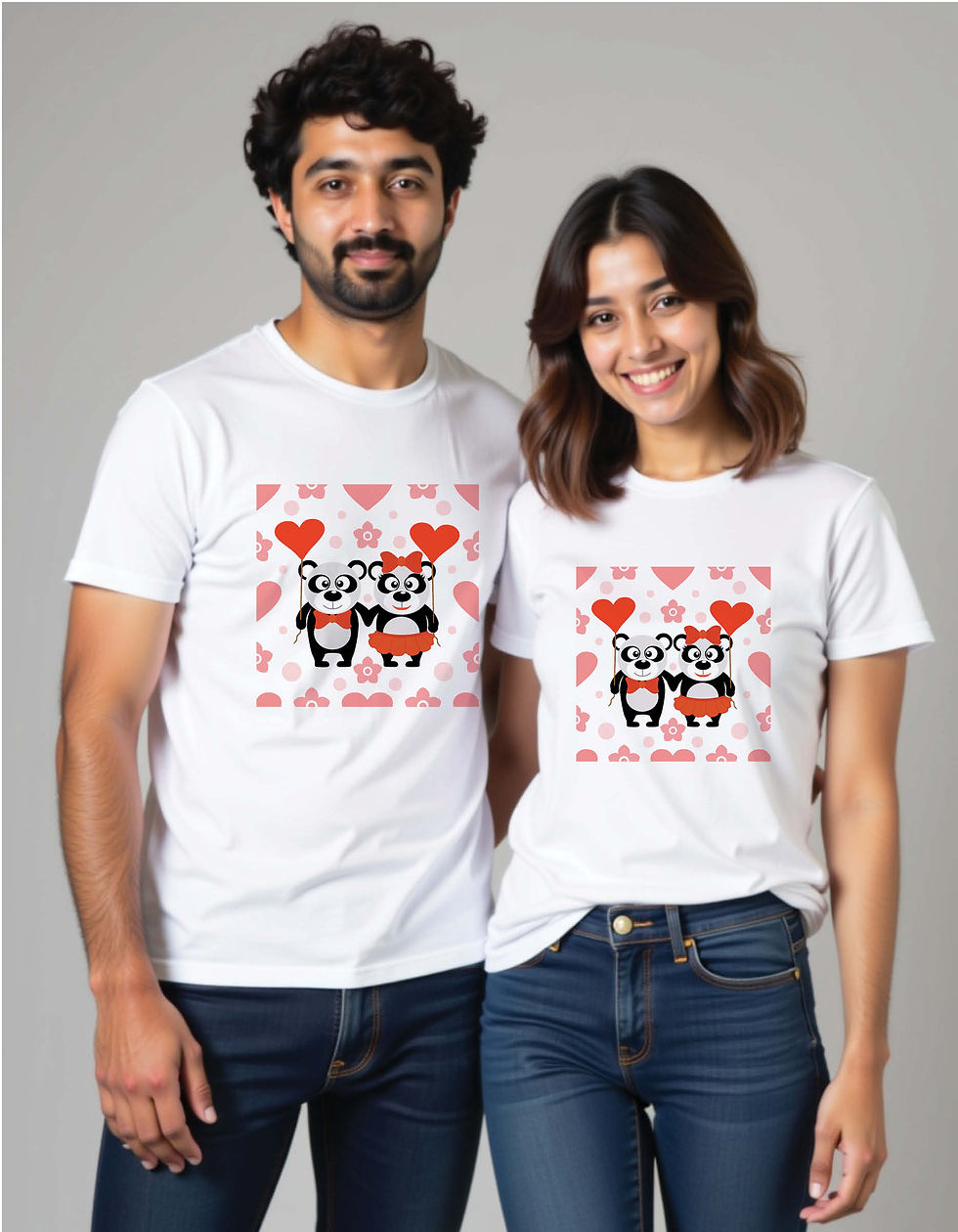 Thumbnail: Loyal Dog Paw Print Vow Couple Matching T-Shirts for Pet-Loving Hearts