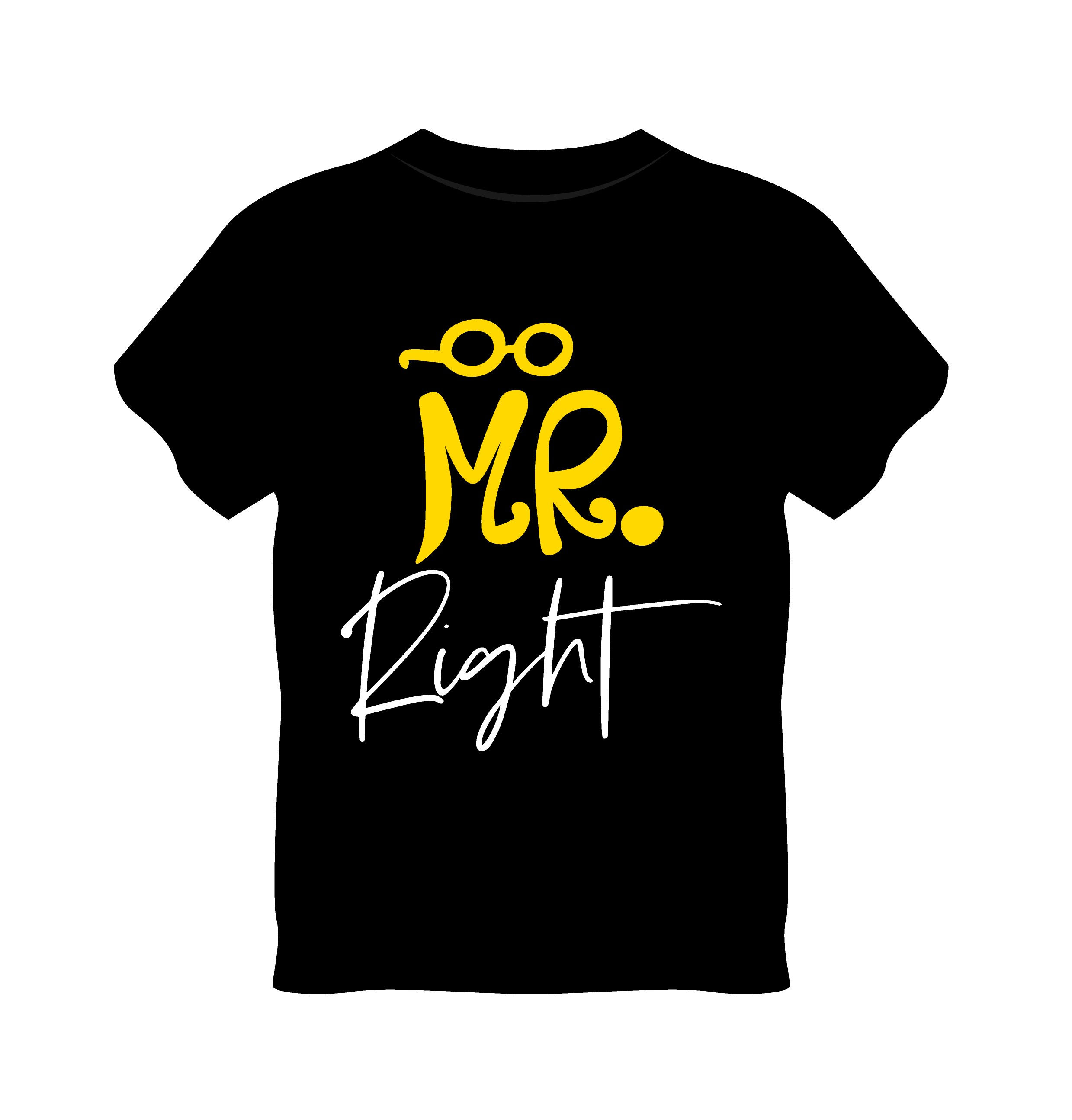 mr right typography printed t shirts