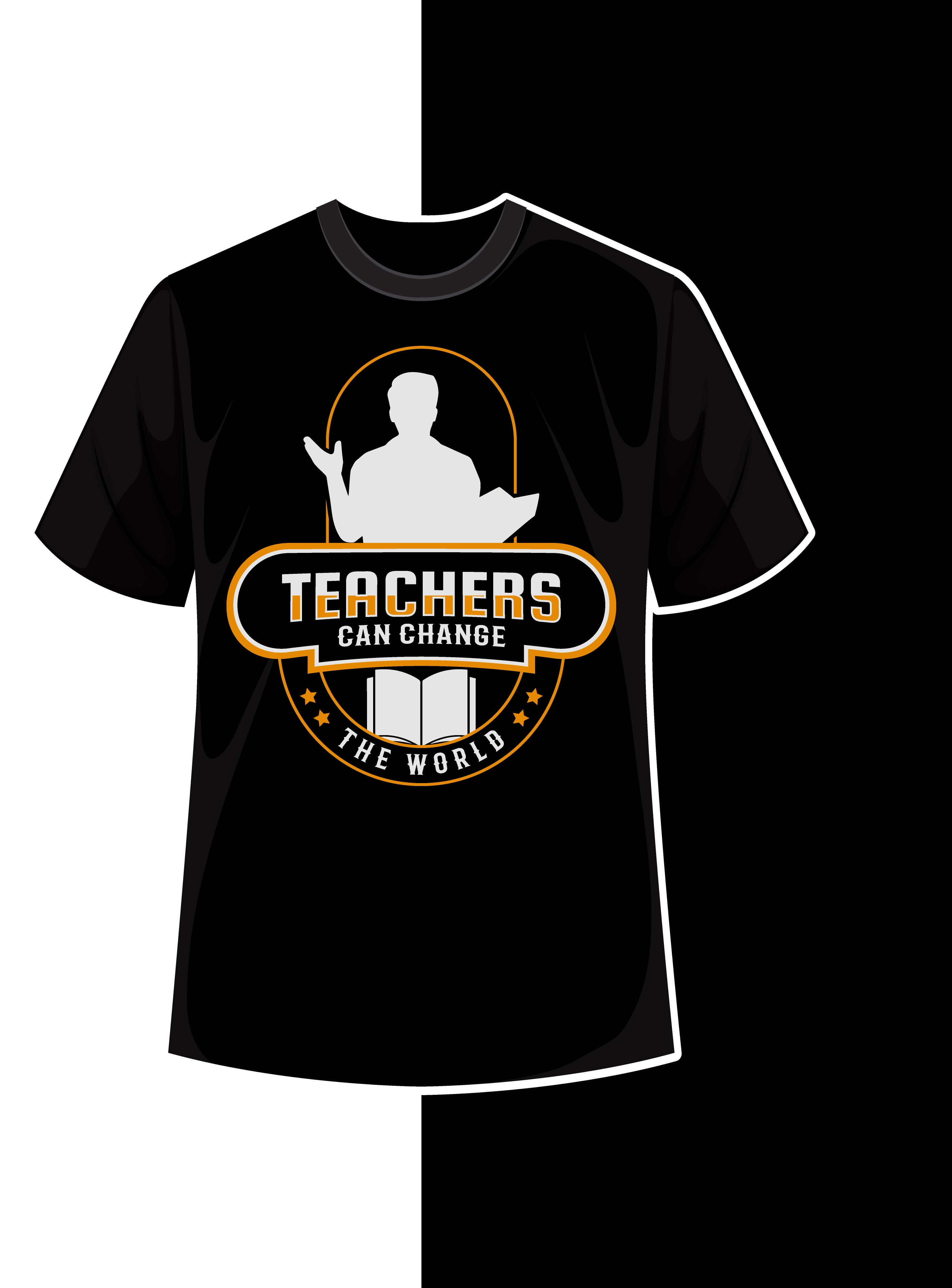 teachers can change the world typography printed t shirts