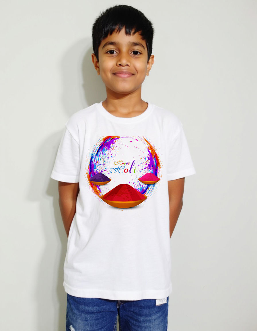 Hola Mohalla-Inspired Kids Holi Printed T-Shirts – Perfect for Festive Cheer