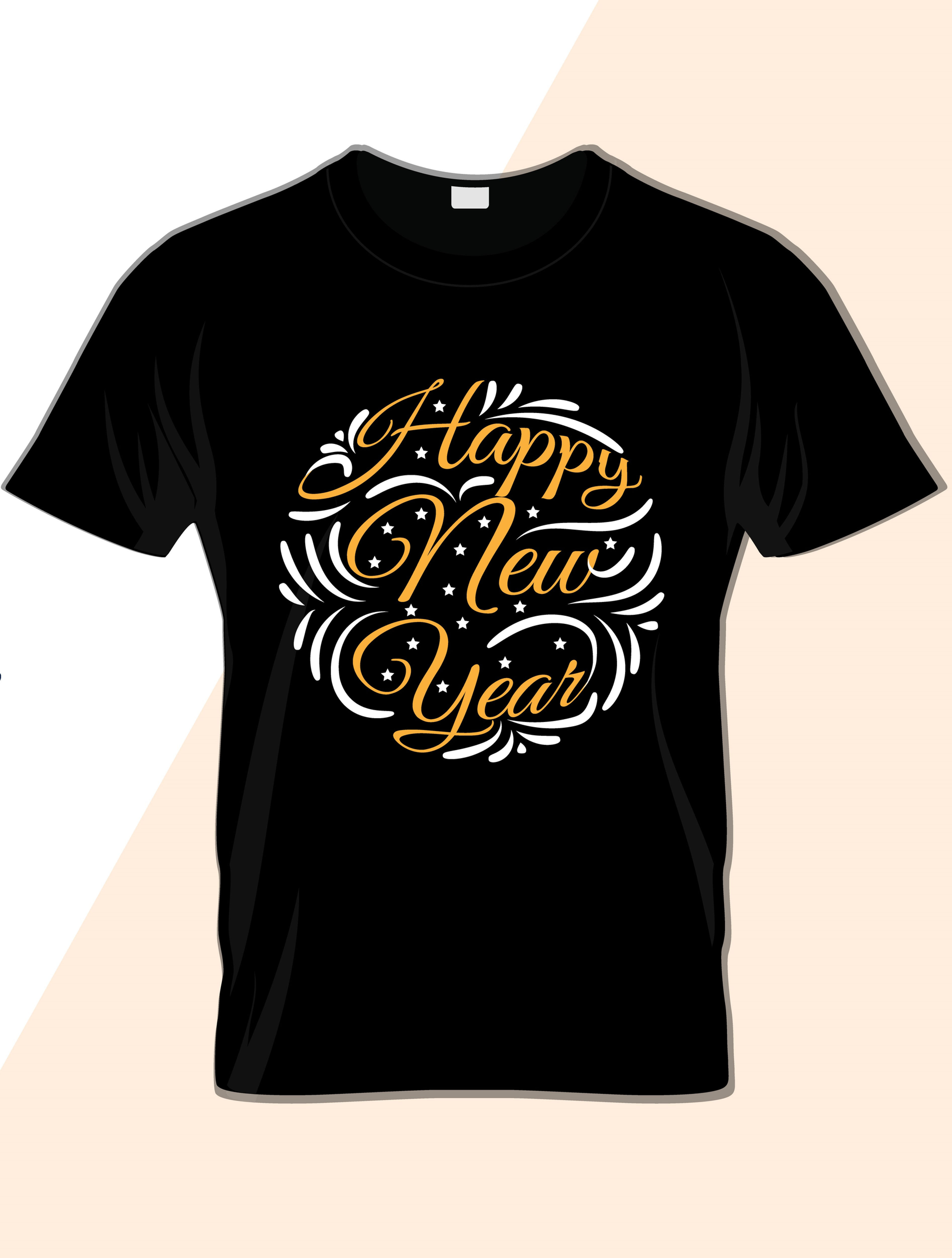 happy new year typography printed t shirts