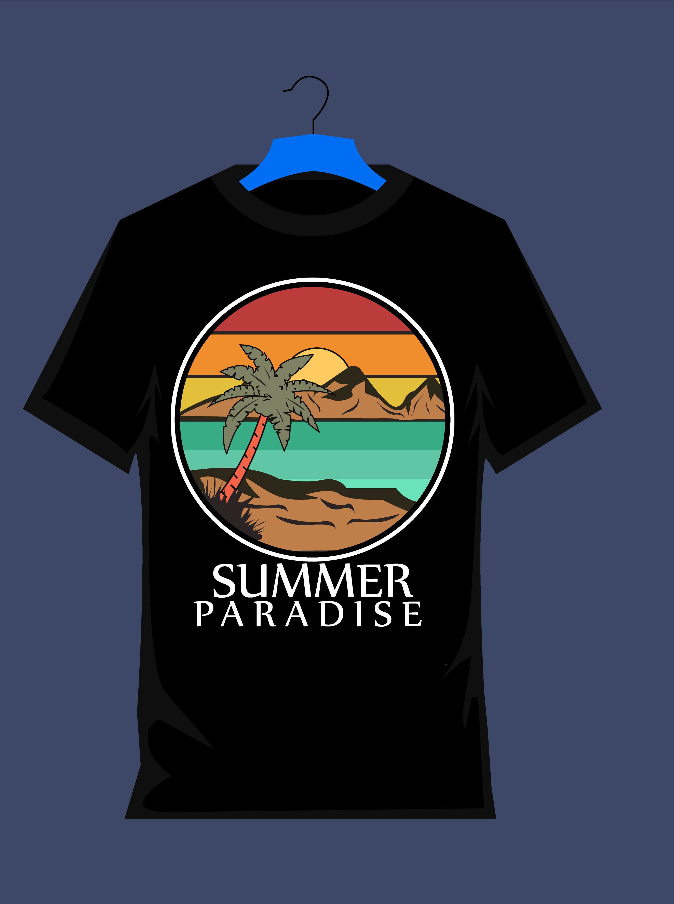 Summer paradise typography printed t shirts