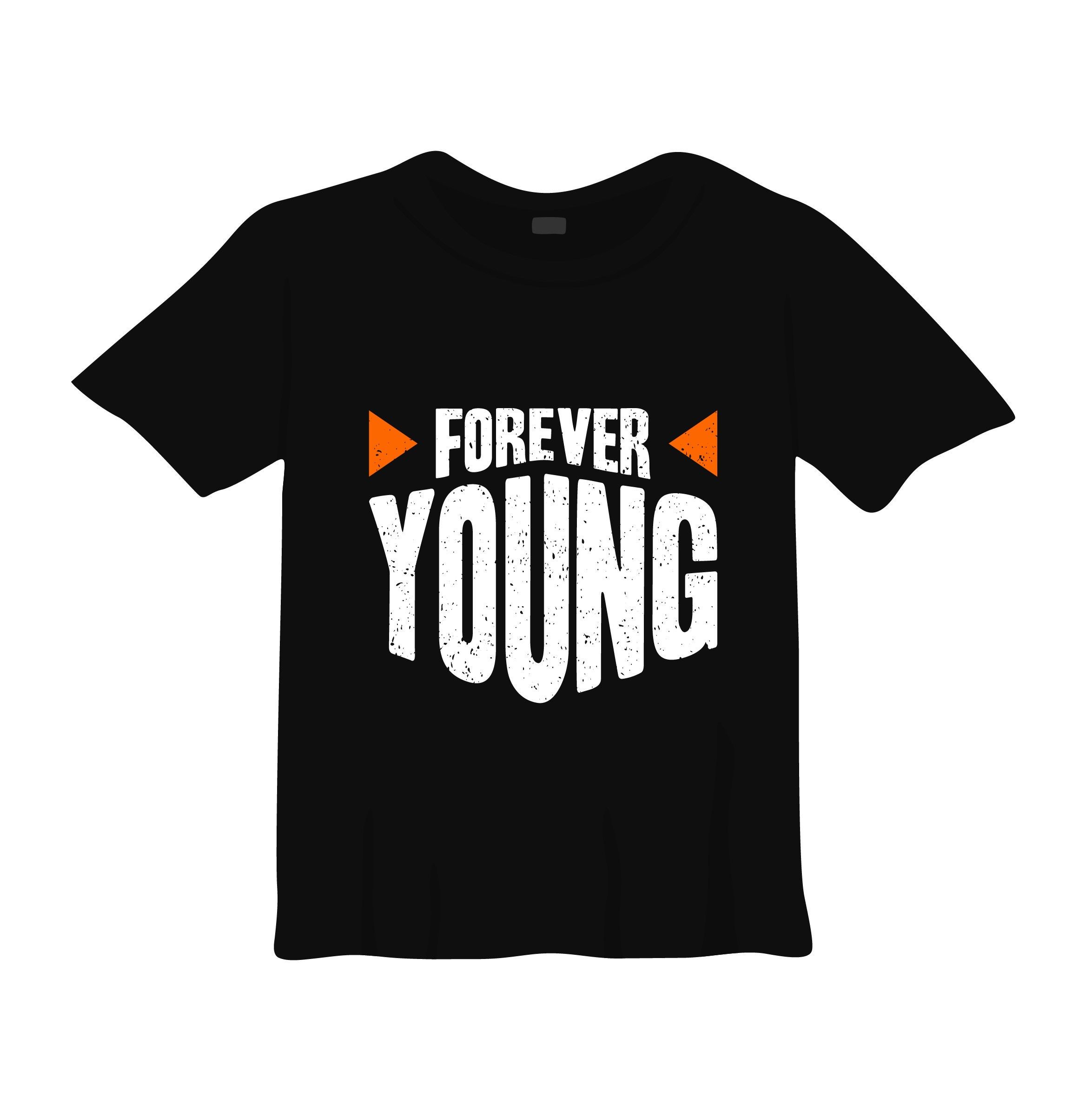 forever young typography printed t shirts