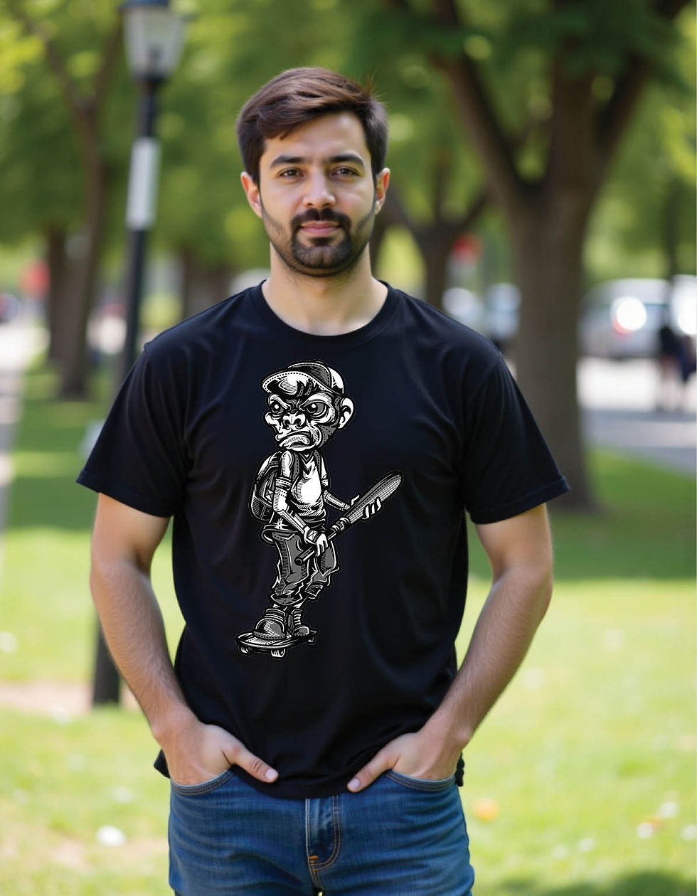 Thumbnail: Iron Fang Standard Fit Tee with Industrial Wolf Graphic Art