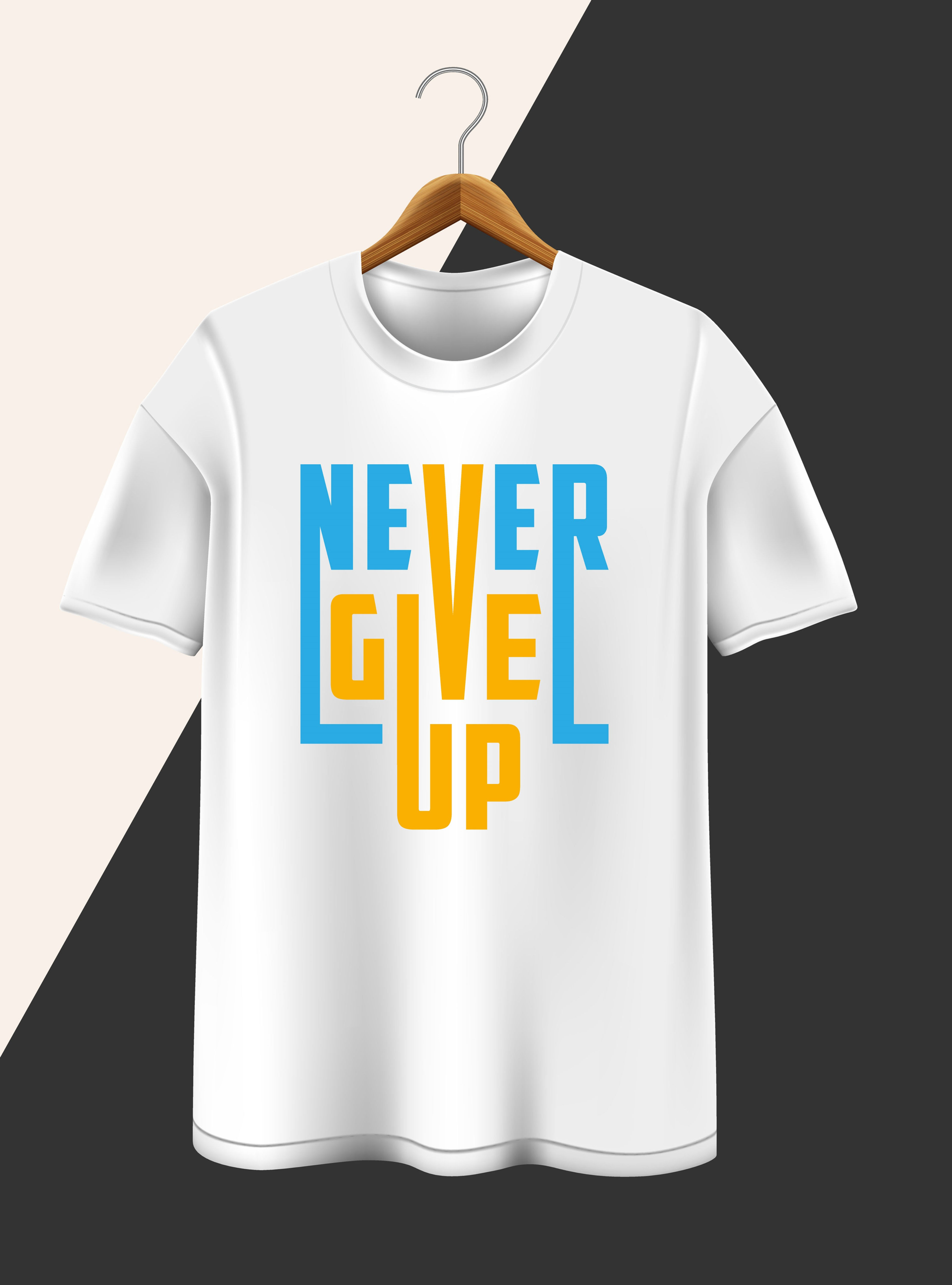 never give up typography printed t shirts