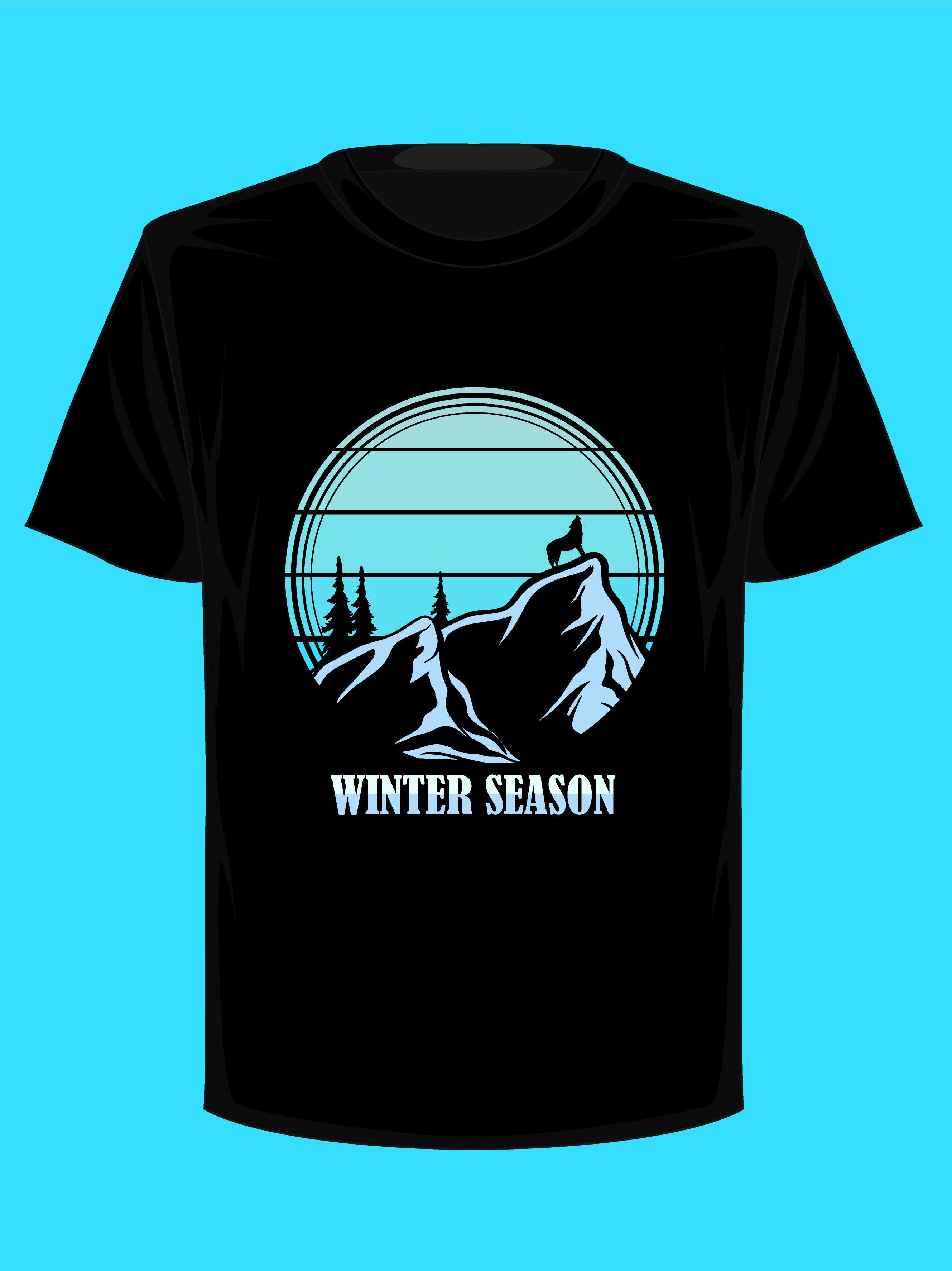 winter season mountain graphic t shirt
